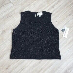 NEW Vintage 90's Nygard Black Beaded Lambswool Sweater